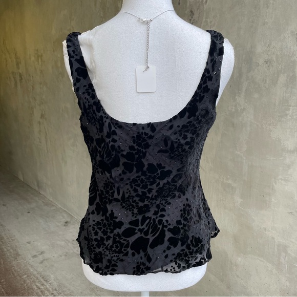 Vintage 90s Black Velvet Floral Gothic Top - Picture 3 of 3